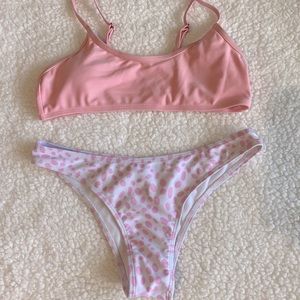 Pink polka dot bikini